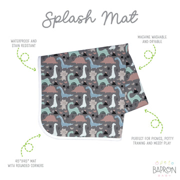 Bapronbaby Dinosaur Drawing Splash Mat - Waterproof Catch-All For Under High Chairs, Floors, Tables, Playtime Or Arts & Crafts -