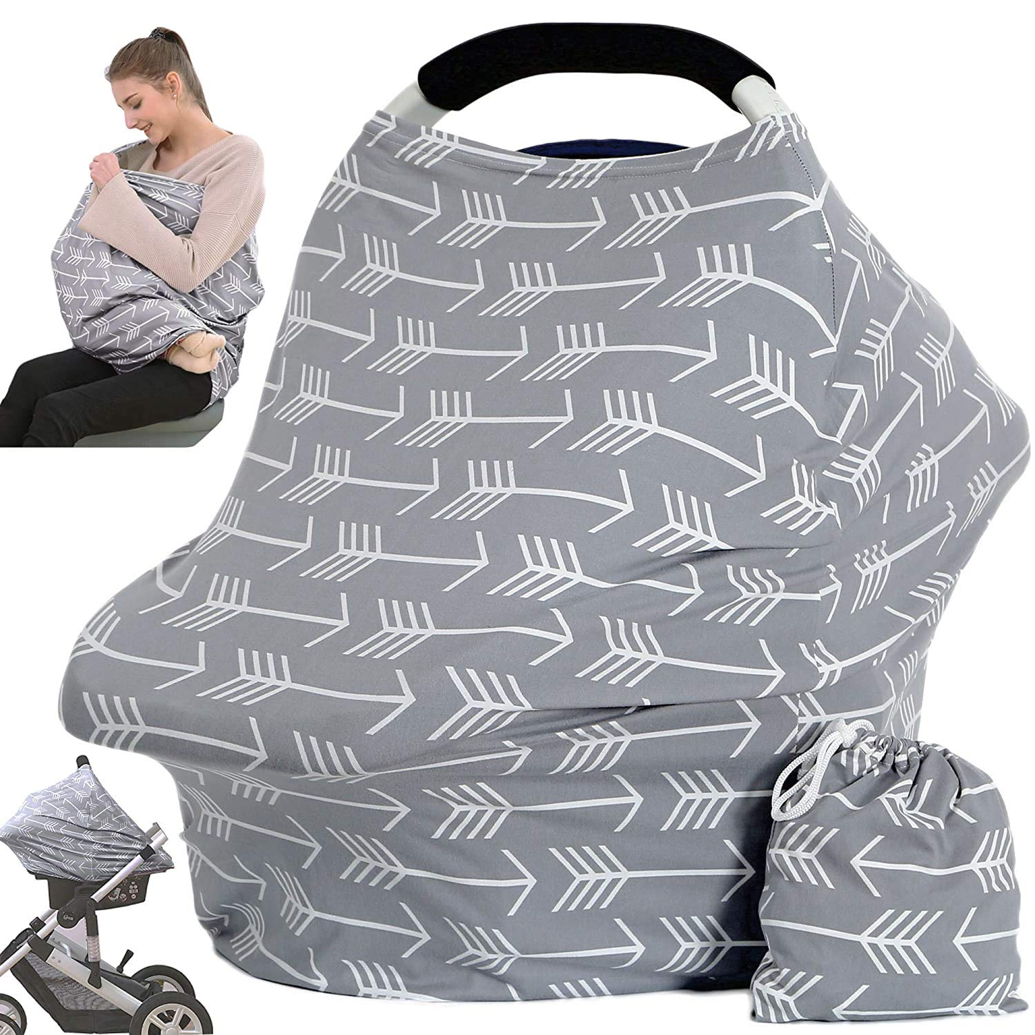Car Seat Canopy Breastfeeding Cover - Multi Use Baby Stroller And Carseat Cover, Breastfeeding Covers, Boys And Girls Shower Gif