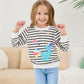 Akyzic Little Girls Sweatshirt Unicorn Long Sleeve Crewneck Shirts Children Winter Outfits Cute Tops Pullover Kids Striped Sweat