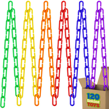 Skoolzy 120 Pcs Plastic Chain Links Rainbow - Math Links for Preschoolers, Math Manipulatives for Early Learning, Perfect for Cl