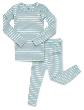Avauma Stripe Pattern Newborn Baby Little Boys Girls Snug-Fit Pajamas Long Sleeve Sets Pjs Kids Clothes (L/Sky Blue)