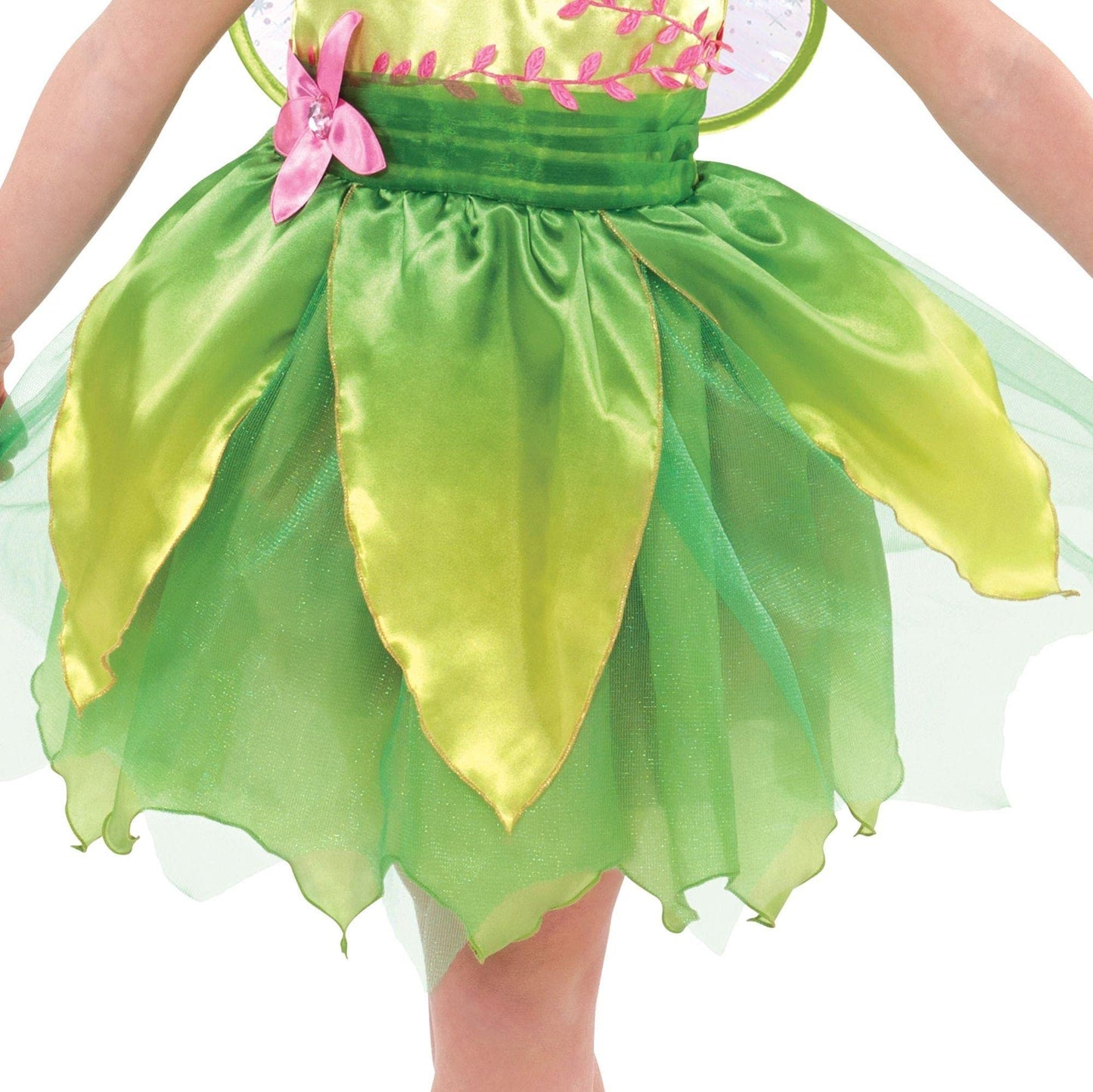 Party City Classic Tinker Bell Costume For Toddler Girl - Includes Petal Dress With Pink Vines & Glittery Wings - Disney Peter P
