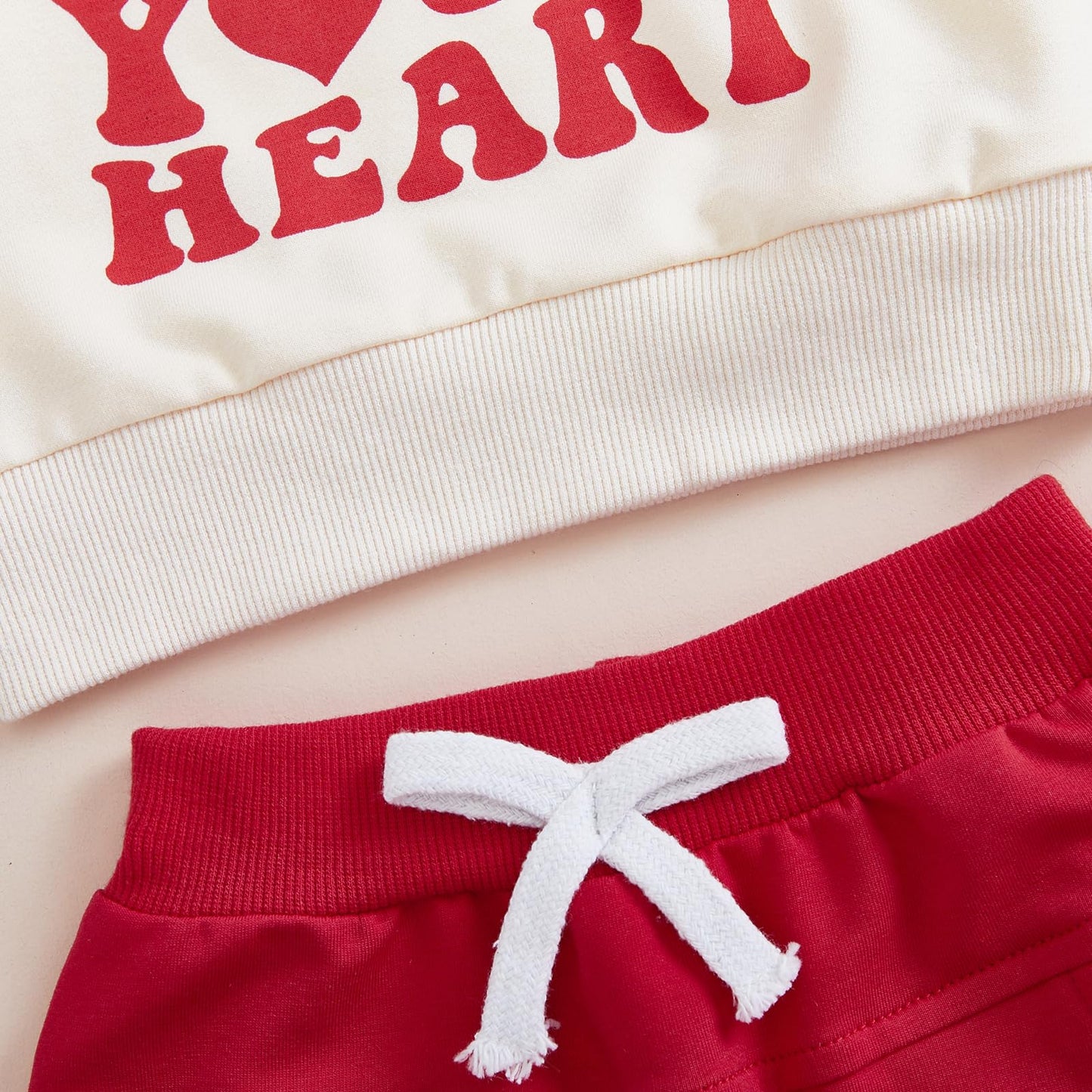 My First Valentines Day Baby Boy Outfit Letter Print Crewneck Sweatshirt With Pants Cute Winter Spring Clothes Outfits (Va-Beige