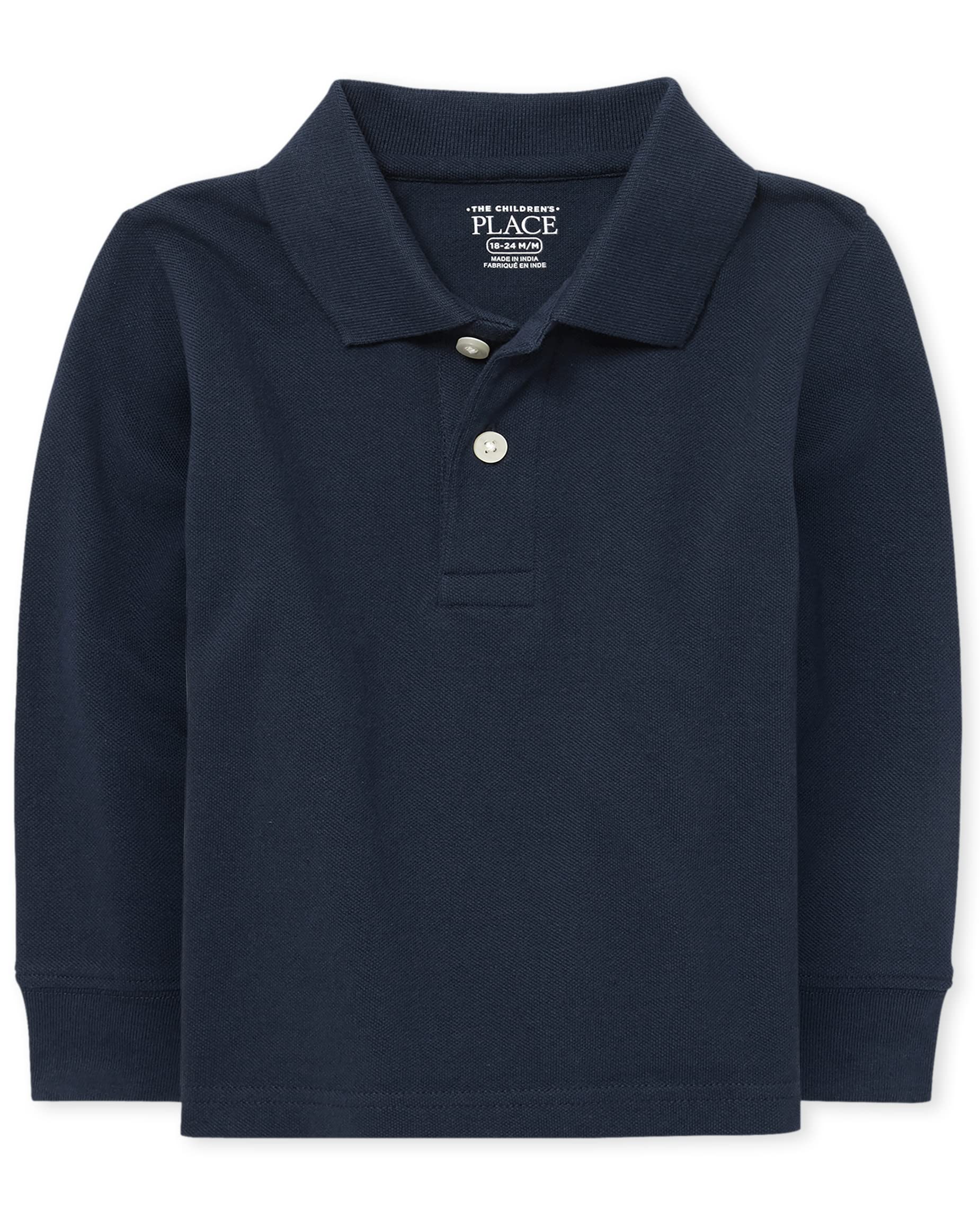 The Children'S Place Baby Boys And Toddler Boys Long Sleeve Pique Polo, Nautico, 6-9 Months