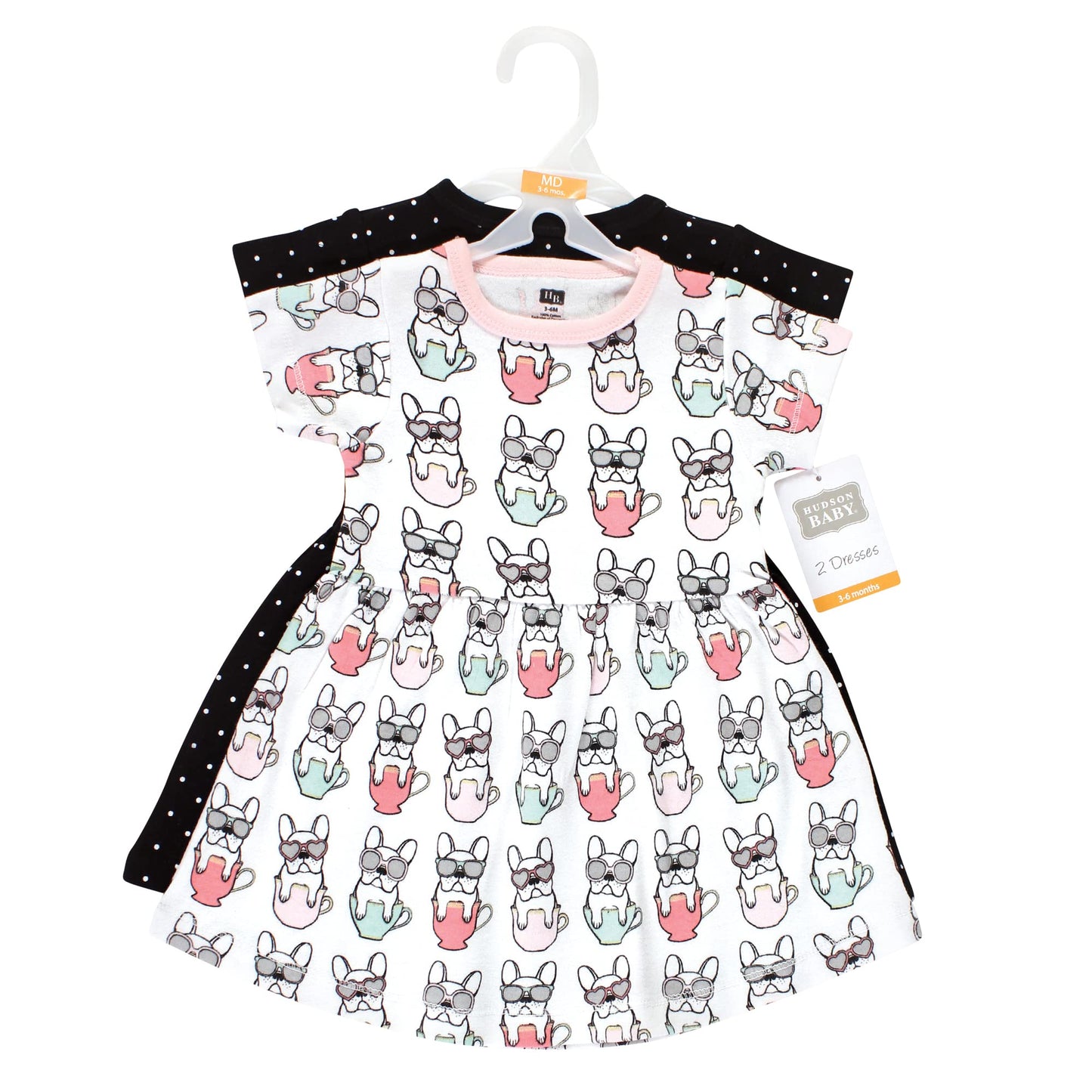 Hudson Baby Girls' Cotton Dresses, Bonjour, 3-6 Months