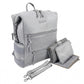 BUNSO Neoprene Diaper Bag Backpack, Water-resistant, Travel Baby Bag With Changing Pad, Stroller Straps, Wet Bag and Pouch (Gray