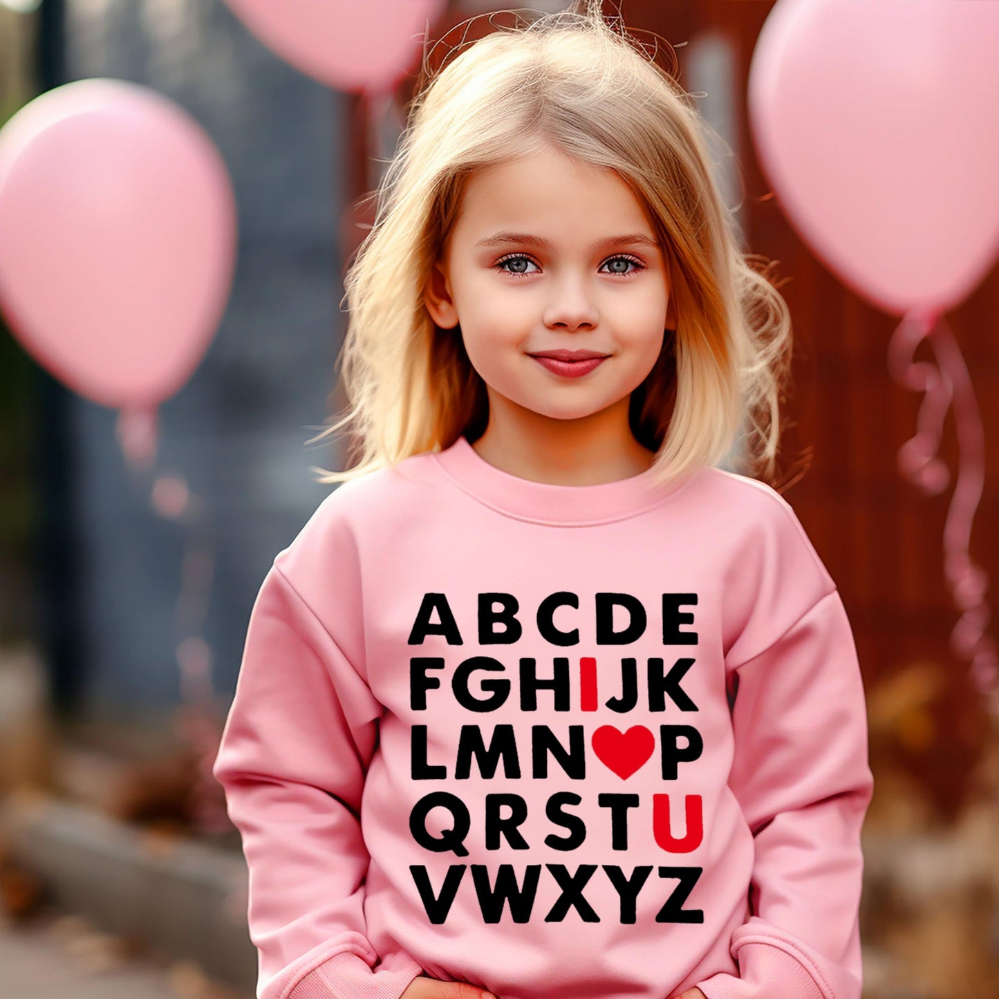 Xfsjgna Valentines Day Sweatshirts Kids 7T Boys Girls Valentine'S Abc I Love U Heart Graphic Shirt Toddler Long Sleeve Tops Pink