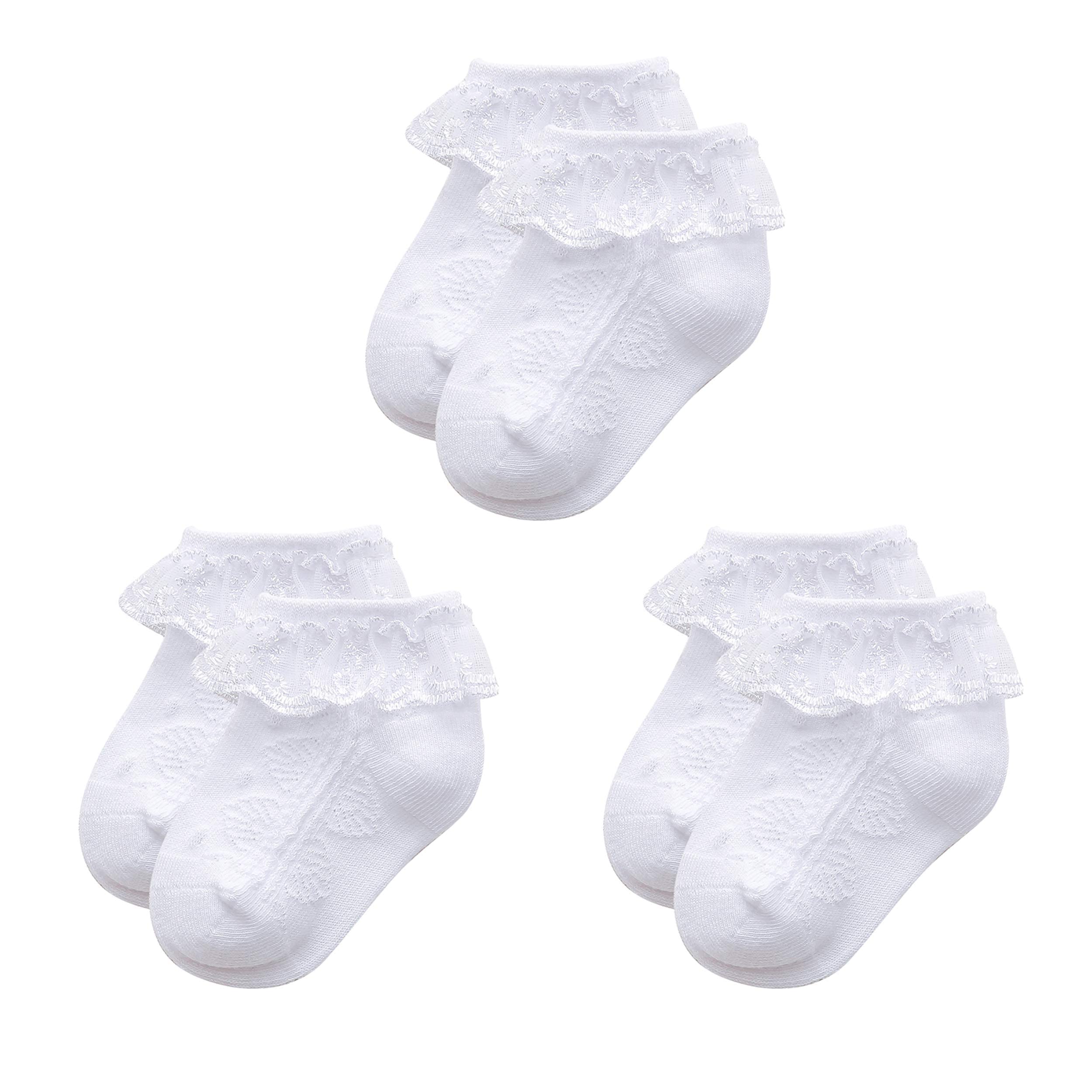Durio Newborn Socks Girl White Baby Socks Super Soft Newborn Girl Socks Lace Ruf WBBAPB08TR5ZN85