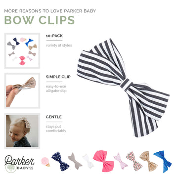 Parker Baby Girl Bows Clips, Assorted 10 Pack Of Hair Accessories For Girls -'The Essentials Set'