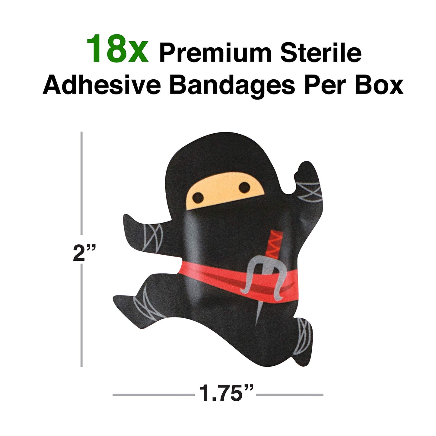 GAMAGO Ninja Bandages for Kids & Kidults - Set of 18 Individually Wrapped Self Adhesive Bandages - Sterile, Latex-Free & Easily
