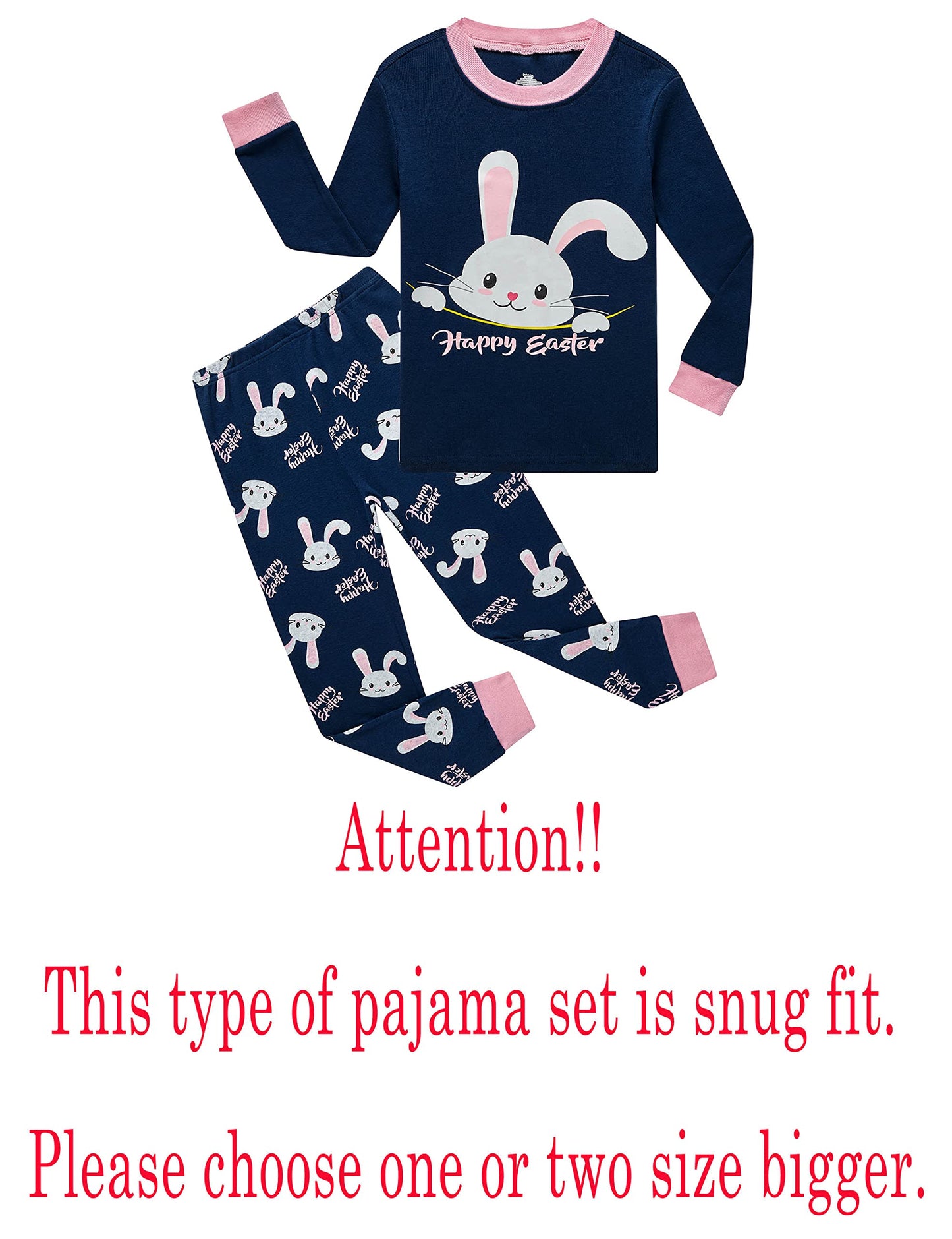 Family Feeling Easter Bunny Baby Girls Pajamas Long Sleeve Cotton Toddler Kid Rabbit Pjs 18-24 Monthes