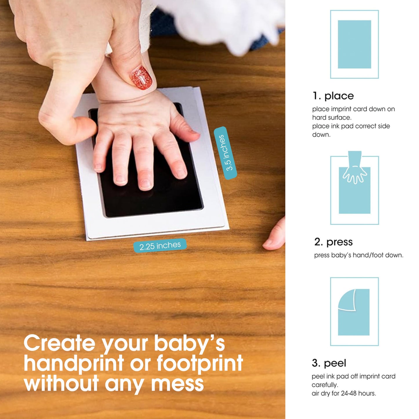 Pearhead 4-Pack Clean-Touch Ink Pad Kit, Mess-Free Inkless Handprint And Footprint Pad With Impression Cards, Suitable For Babie