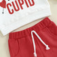 Goocheer Infant Valentine 'S Day Toddler Baby Boy Girl Outfit Long Sleeves Hoodie Top Pants Valentines Day Clothes (White, 2-3 Y