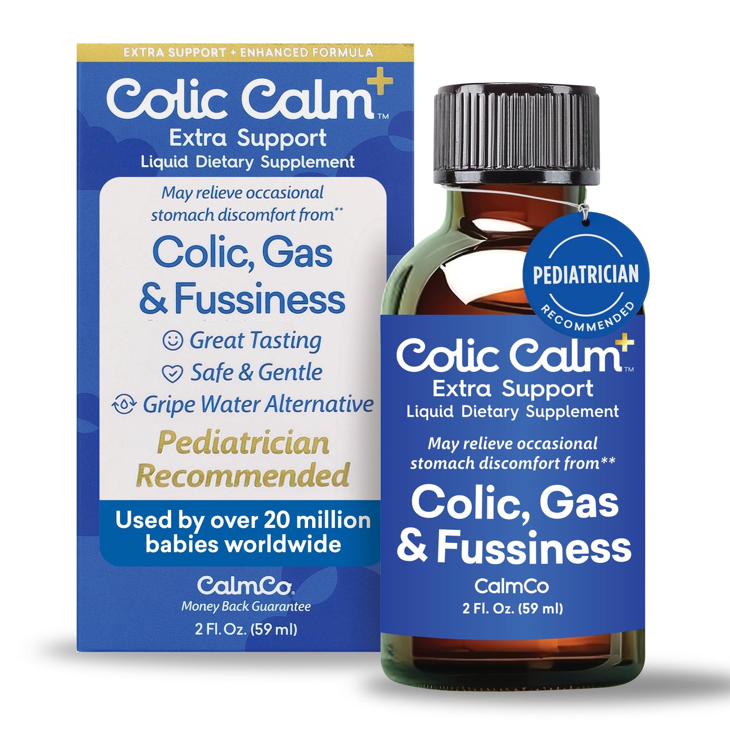 Colic Calm Plus - Gripe Water with Extra Support, Infant Gas Drops for Newborns, Colic & Upset Stomach Relief, Safe & Gentle, Ba