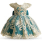 Nnjxd Baby Girl Dress Flower Embroidery Princess Tutu Pageant Party Gown 2006 Green Size(110) 3-4 Years