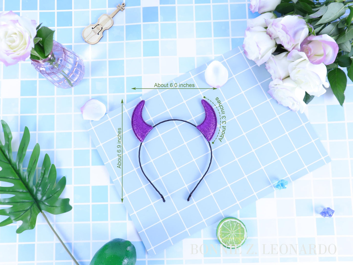 Bonnie Z. Leonardo Glitter Devil Horns Headband Black