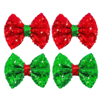 Sequin Christmas Hair Clips Red Hair Bows For Girls Green Alligator Clips Sparkly Glitter Christmas Hair Accessories For Childre