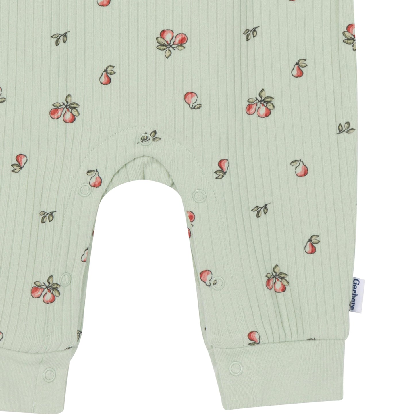 Gerber Baby Girls' Ruffle-Edge Romper, Green Pears, 24 Months
