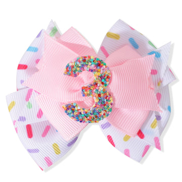 Sprinkle Confetti Hair Bow - First Birthday Pink Party Decoration For Baby Girls, Ice Cream Theme 1St Birthday (3Th Girls Hair B