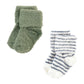 Hudson Baby Unisex Baby Cotton Rich Newborn And Terry Socks, Green Blue Stripe, 6-12 Months