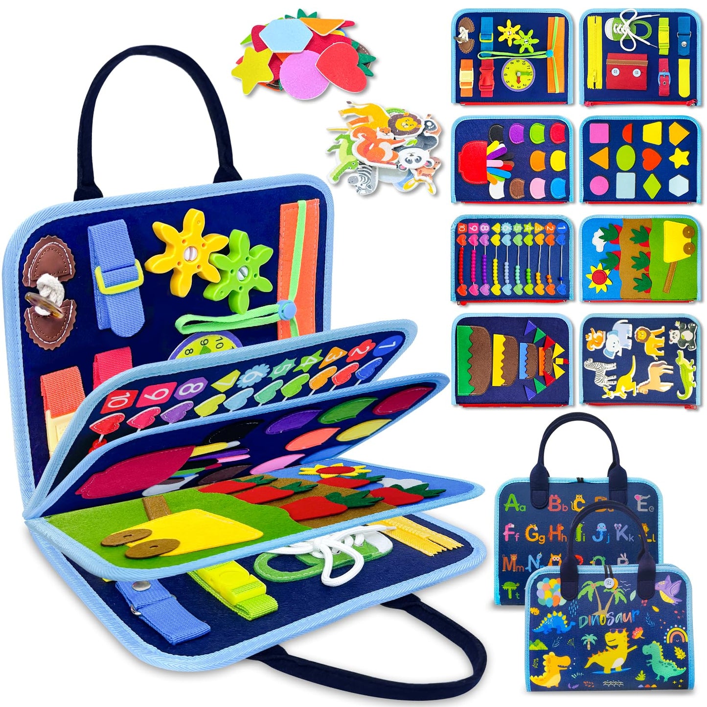 Exorany Busy Board Montessori Toys for 1 2 3 4 Year Old Boy Birthday Gifts, Toddler Boy Toys Age 1-2, 2-4, Busy Book Sensory Toy