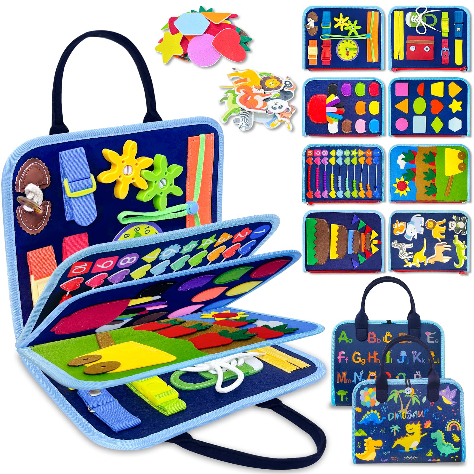 Exorany Busy Board Montessori Toys for 1 2 3 4 Year Old Boy Birthday Gifts, Toddler Boy Toys Age 1-2, 2-4, Busy Book Sensory Toy