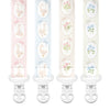 Stadela Baby Fabric Pacifier Clip Holder, Plastic Clip, 4-Pack, Cottagecore Pattern, Silly Goose Set