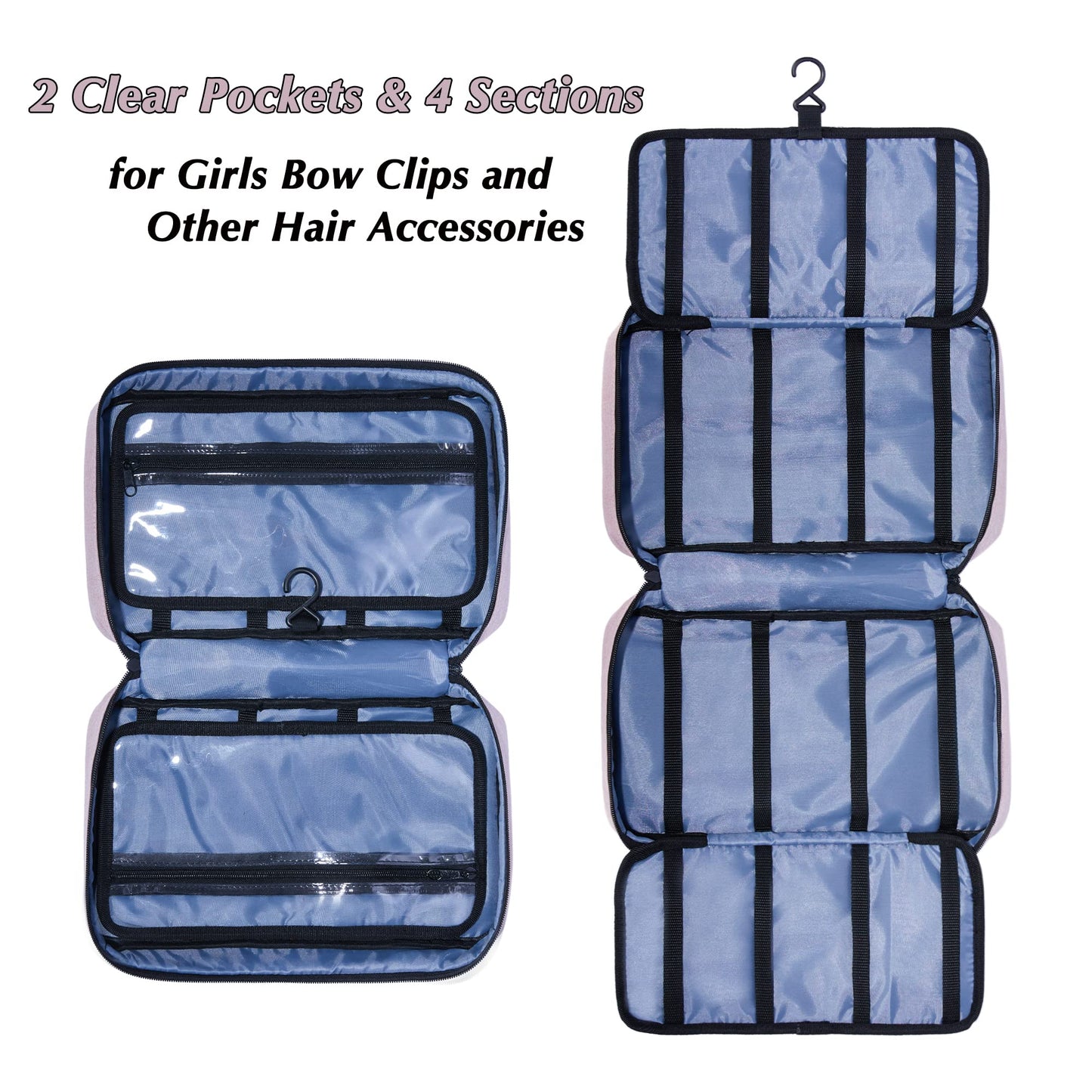 Huhynn Hair Accessories Organizer For Girls, Hair Accessories Storage Bag, Hair Bow Storage Organaizer For Girls With Multi-Comp