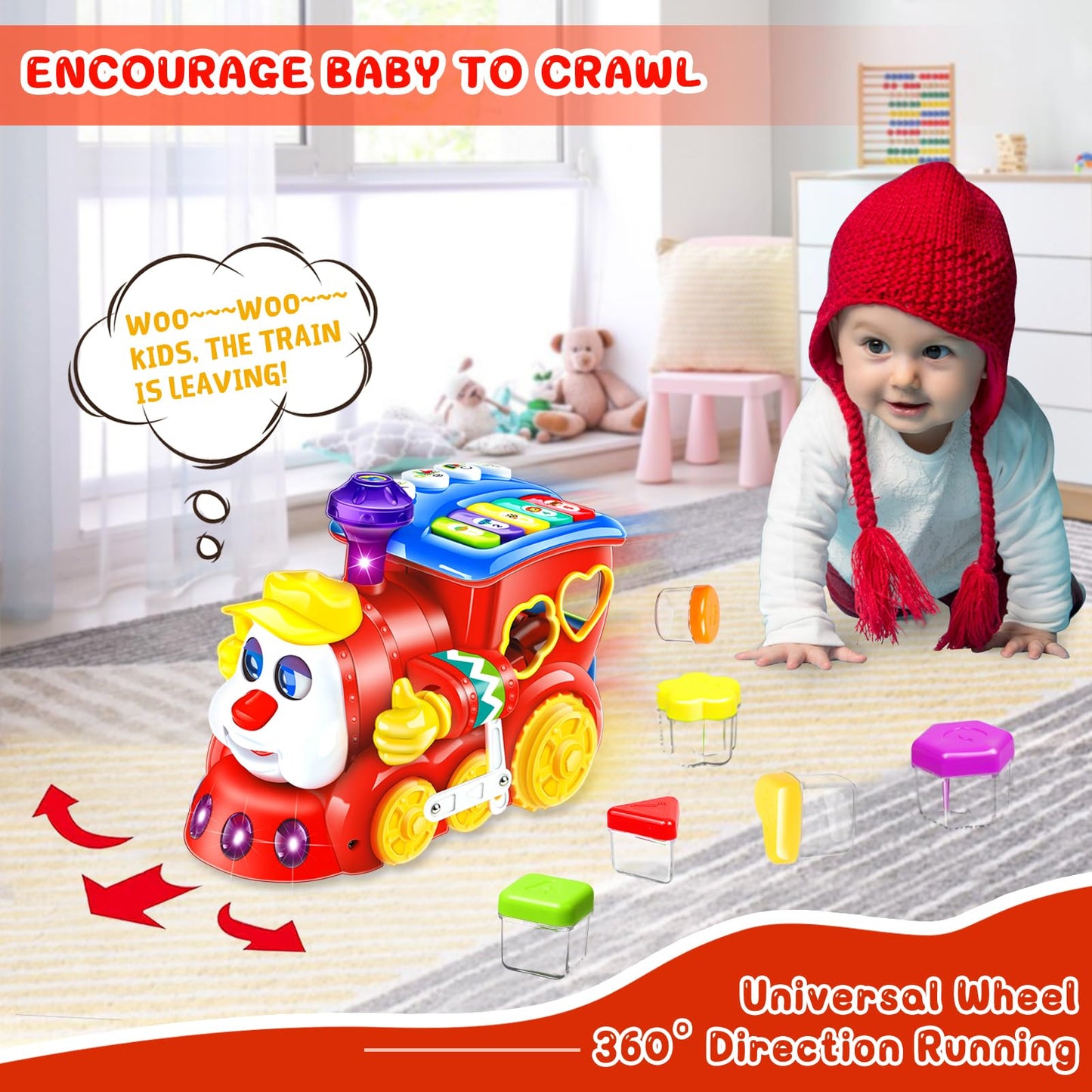 Baby Toys for 1 Year Old Boy Girl Gift Musical Train Baby Toys 6-12 12-18 Months,Early Educational Learning Montessori Kids Toys