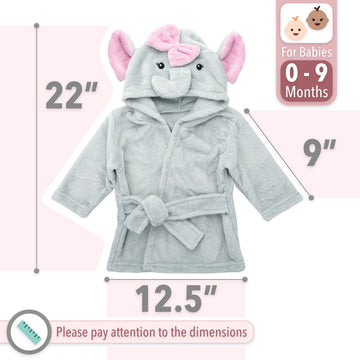 Mr. Pen- Baby Animal Face Robe, Unisex, 0-9 Month, Plush Baby Robe, Animal Face Robe, Baby Bathrobe, Elephant Bathrobe Baby, Bab