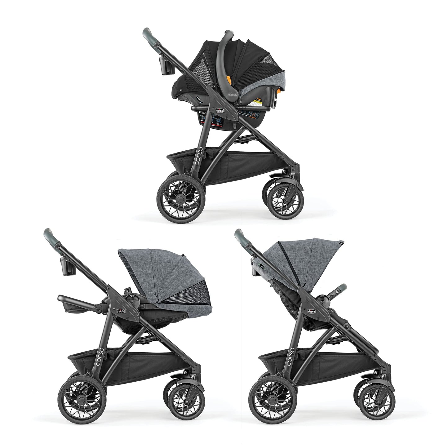 Chicco Corso Primo Cleartex Travel System - Aspen | Black