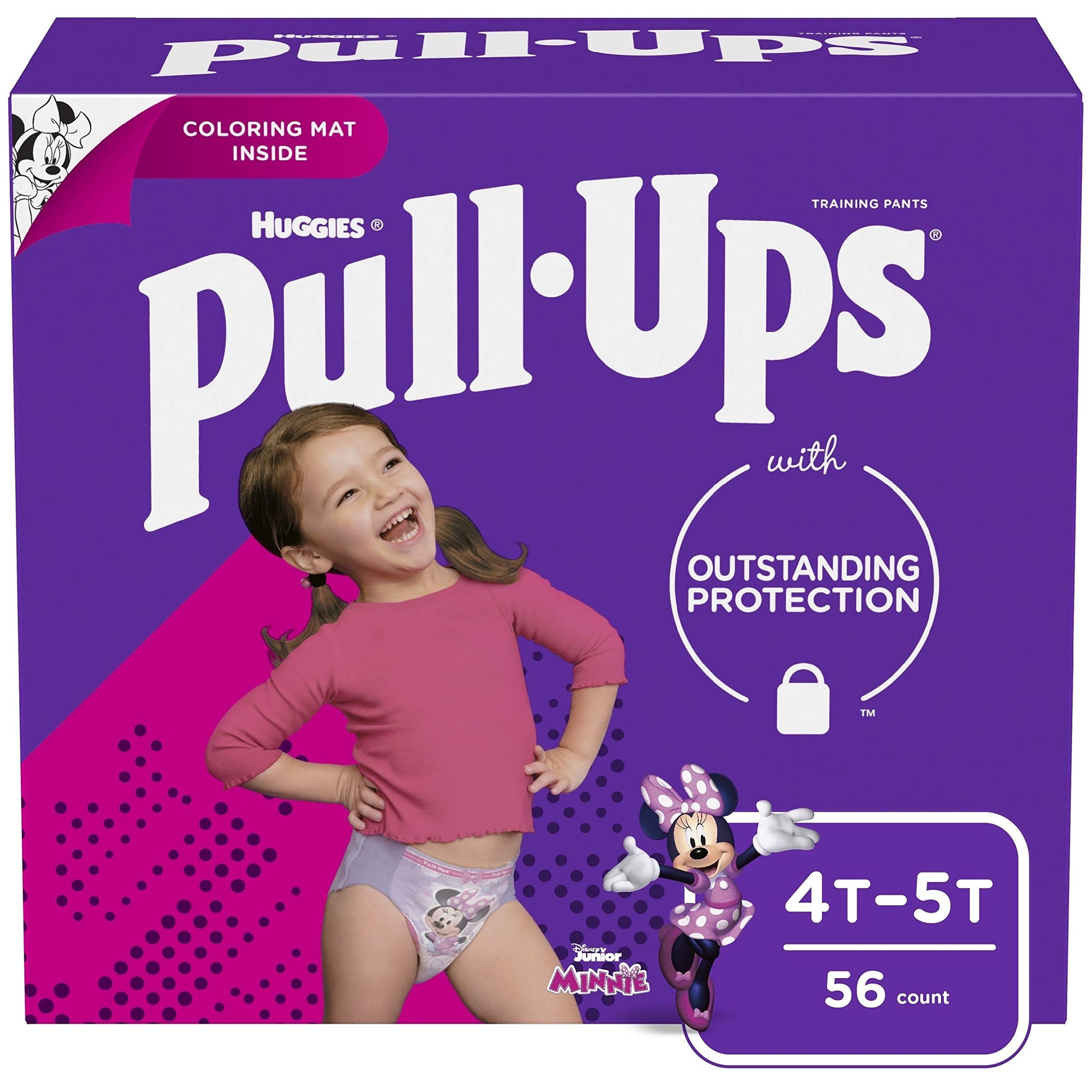 Pull-Ups Learning Designs Training Pants for Girls, 4T-5T (38-50 lbs.), 56 Count, Toddler Potty Training Underwear, Packaging Ma