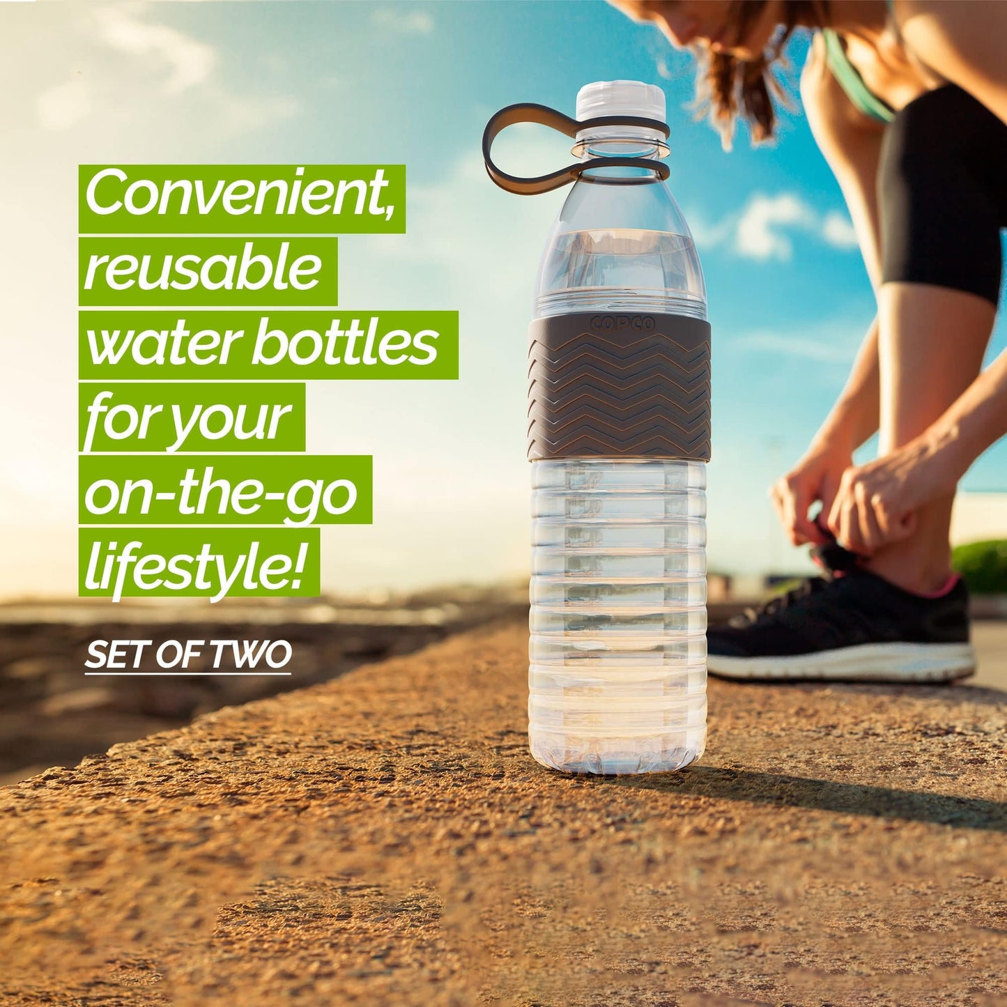 Copco Hydra Chevron Reusable Water Bottles | Clear Water Bottles For School, Gym, Travel, & More | Bpa Free Tritan Plastic Water
