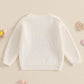 Nokpsedcb Baby Girl Cute Long Sleeve Heart Flowers Embroidery Oversized Sweater Toddler Valentine Outfit (White Love, 2-3 Years)