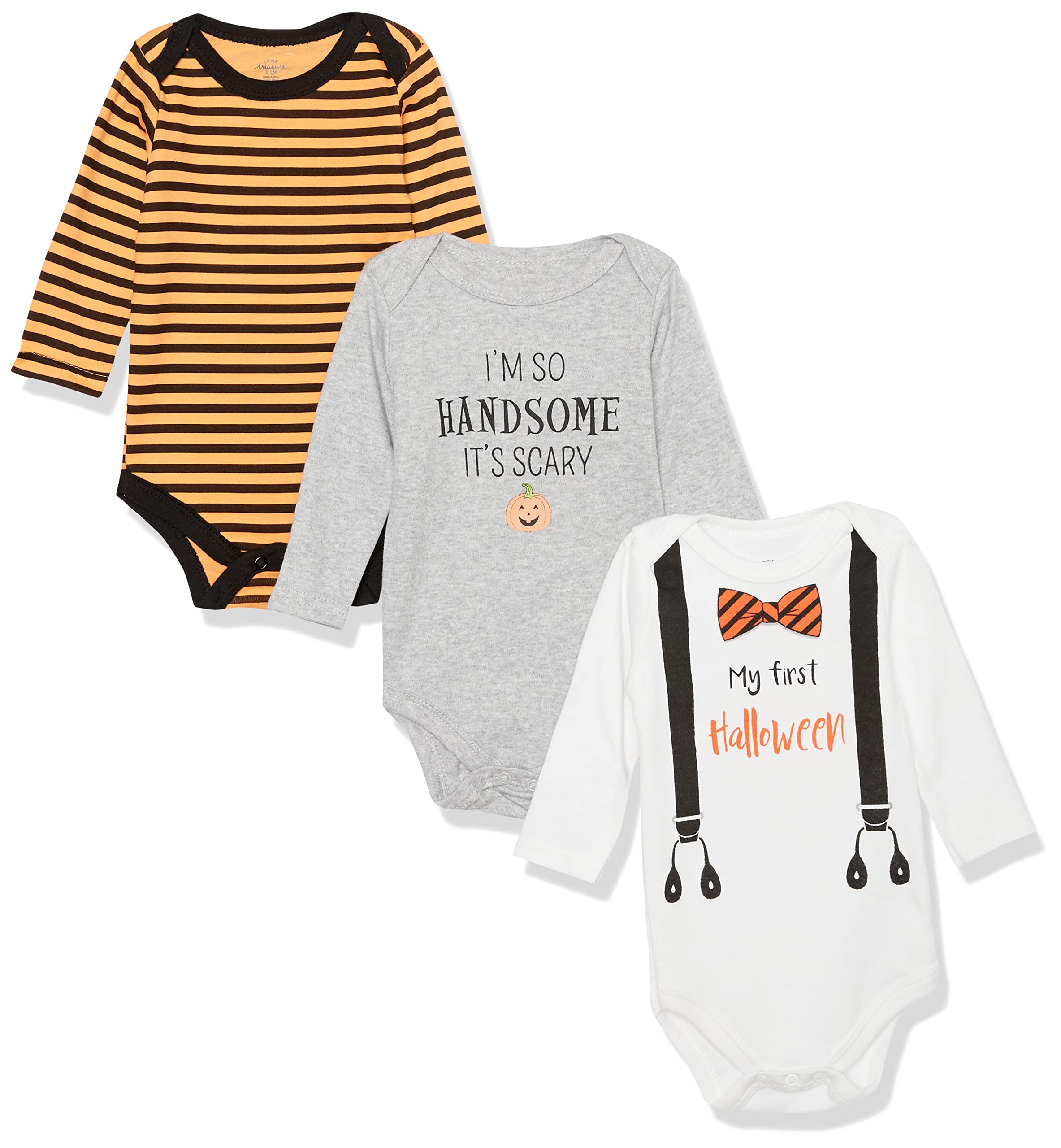 Little Treasure Unisex Baby Cotton Bodysuits, Halloween Suspenders, 6-9 Months – WBBAPB00X22SK50