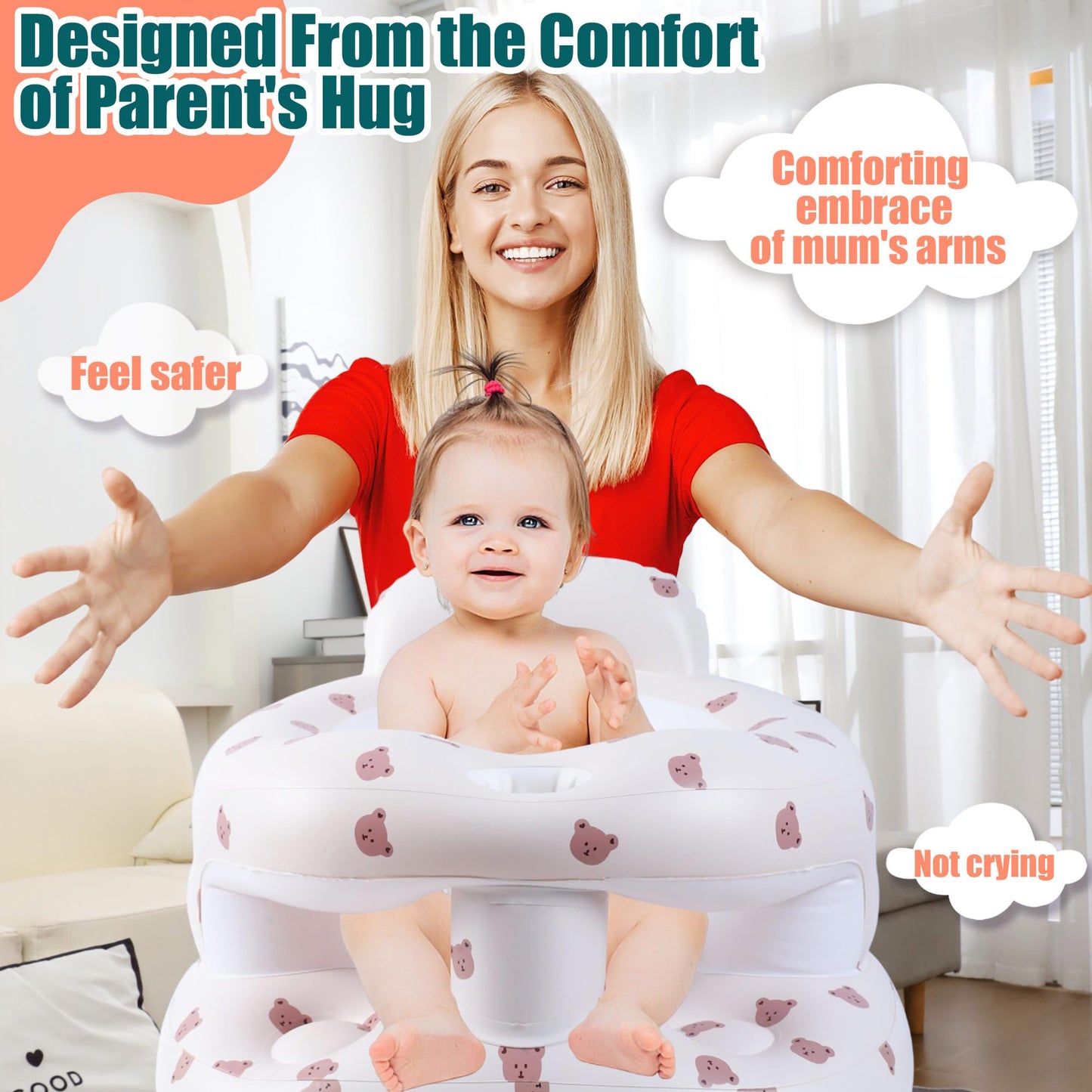 Upgraded Inflatable Baby Seat For Babies 3-36 Months, Inflatable Baby Chair Sit Me Up Floor Seat For Baby, Back Support Baby Sea