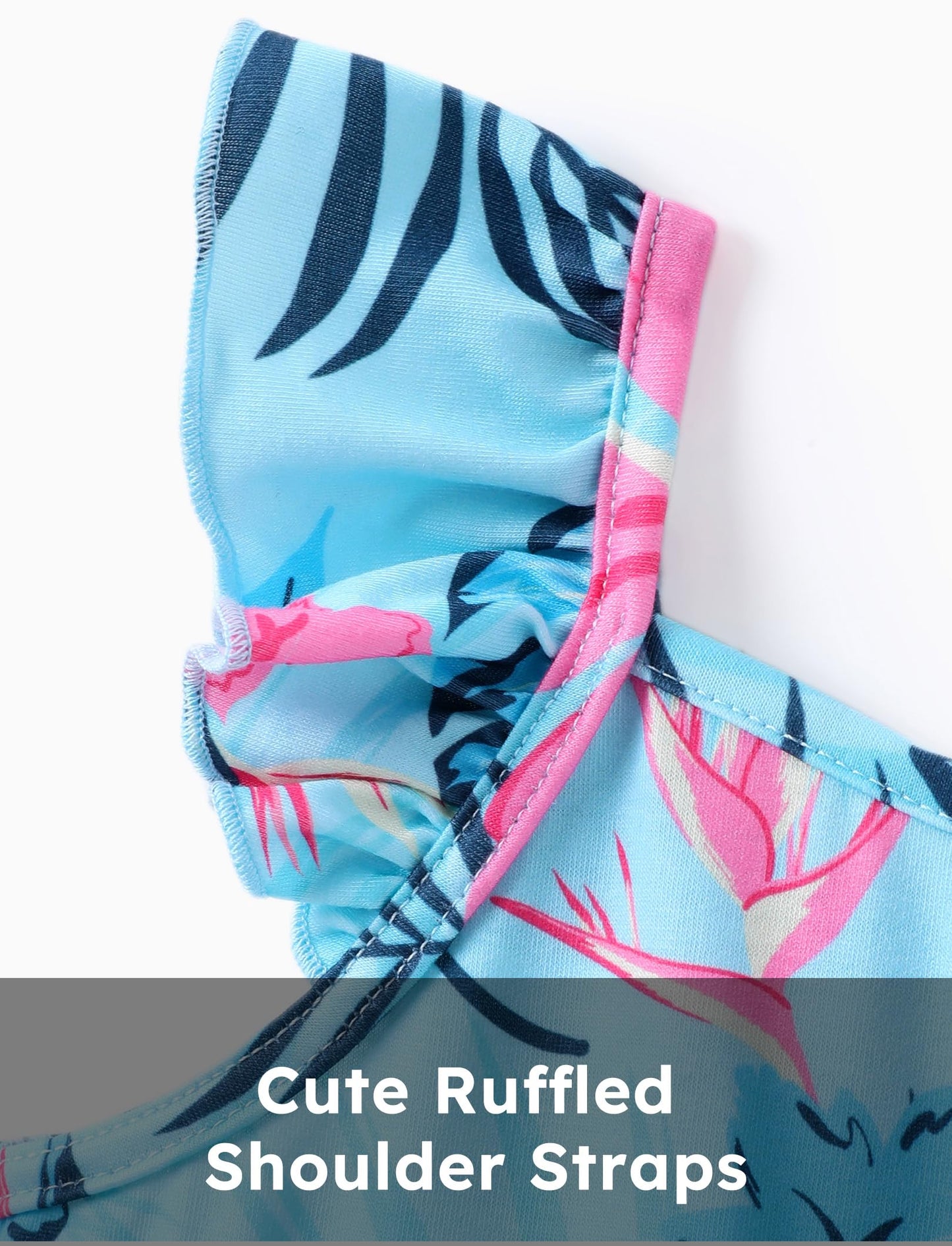 Patpat 3 Pack Toddler Girls Ruffle Sleeve A-Line Dresses Baby Girl Casual Clothes Multi-Pack Sundress, Blue Floral, 9-10Years