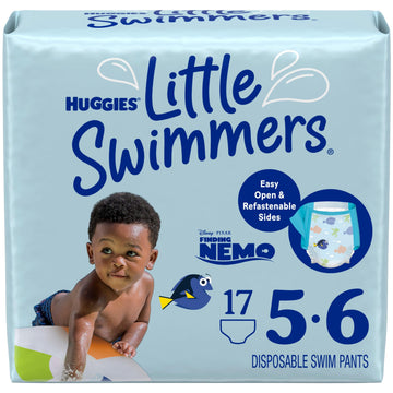 Huggies Little Swimmers Disposable Swim Diapers, Size 5-6 (32+ Lbs), 17 Ct