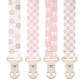 Stadela Baby Fabric Pacifier Clip Holder, Plastic Clip, 4-Pack, Checker Pattern, Emily Set