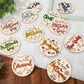 JarThenaAMCS 12Pcs First Holiday Baby Milestone Cards Double-deck Wooden Discs Announcement Sign Newborn Photography Prop for Pr