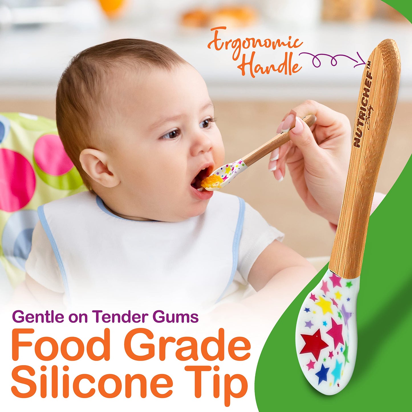 Nutrichef Round Bamboo Baby Plate, Star Plate