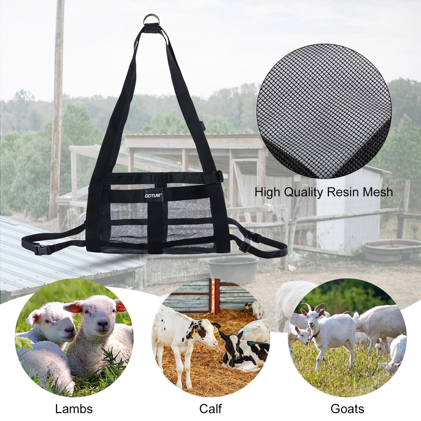 Yogayet Mechanical Hanging Scales 440Lb, Calf Sling And Hanging Weight Scale 2 In 1 Kit, Weighing Sling For Calves Lambs Goats N