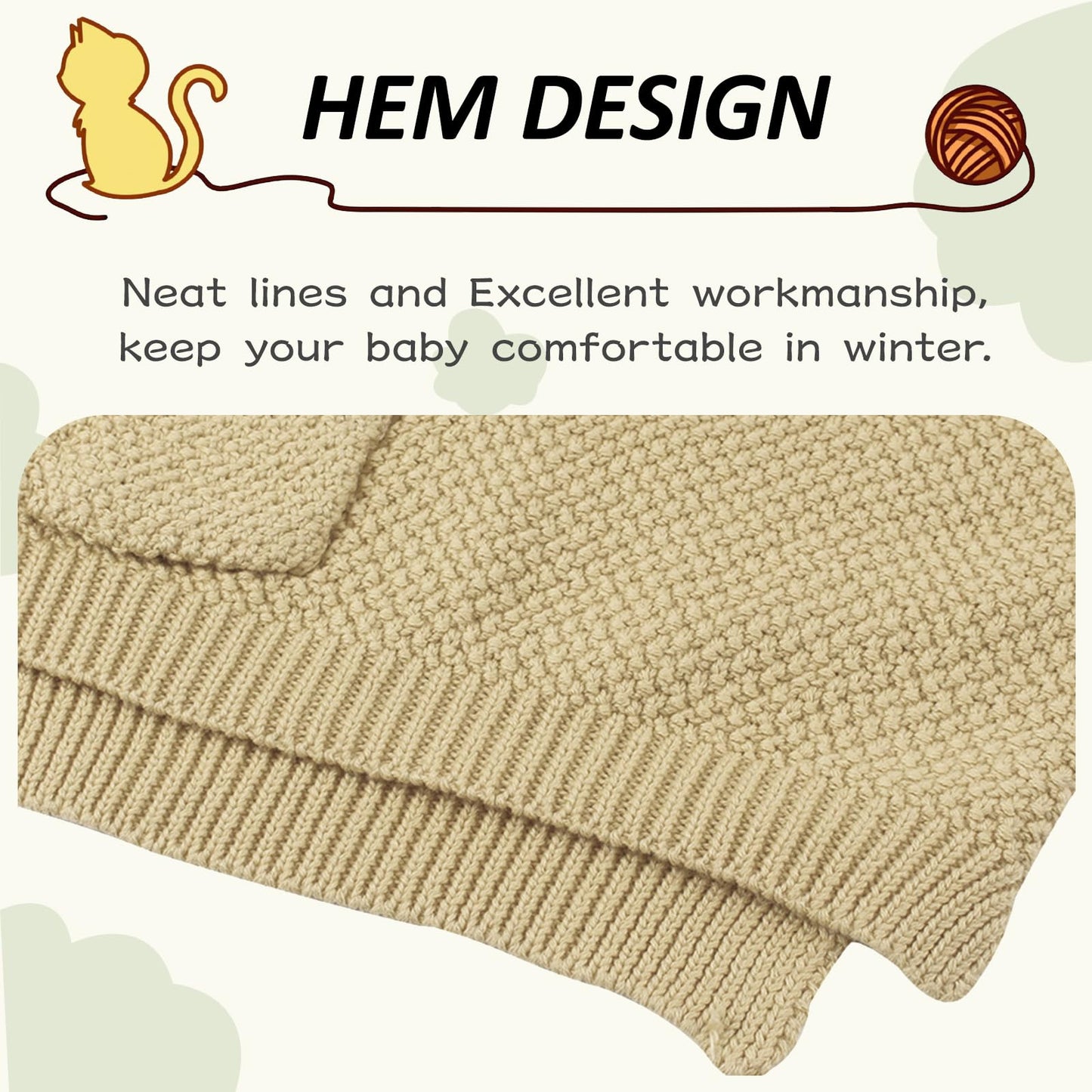 Peecabe Toddler Baby Girl Boy Cable Knit Sweater Cotton Infant Pullover Crewneck Long Sleeve Sweatshirt Fall Winter (2T, Khaki)