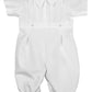 Little Things Mean A Lot Baby Boys White Short Sleeve Collared Romper Coverall With Pin-Tucking 6M