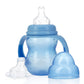 Nuby 3-Stage Wide Neck No Spill Bottle with Handles and Non-Drip Juice Spout, 3 Months, 8 Ounce, Blue