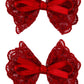 ZOONAI Baby Girl Lace Hair Bows Cute Bowknot Boutique Hair Clip Teens Toddlers Hairpin Headwear Hair Accessories - Set of 2 (Red