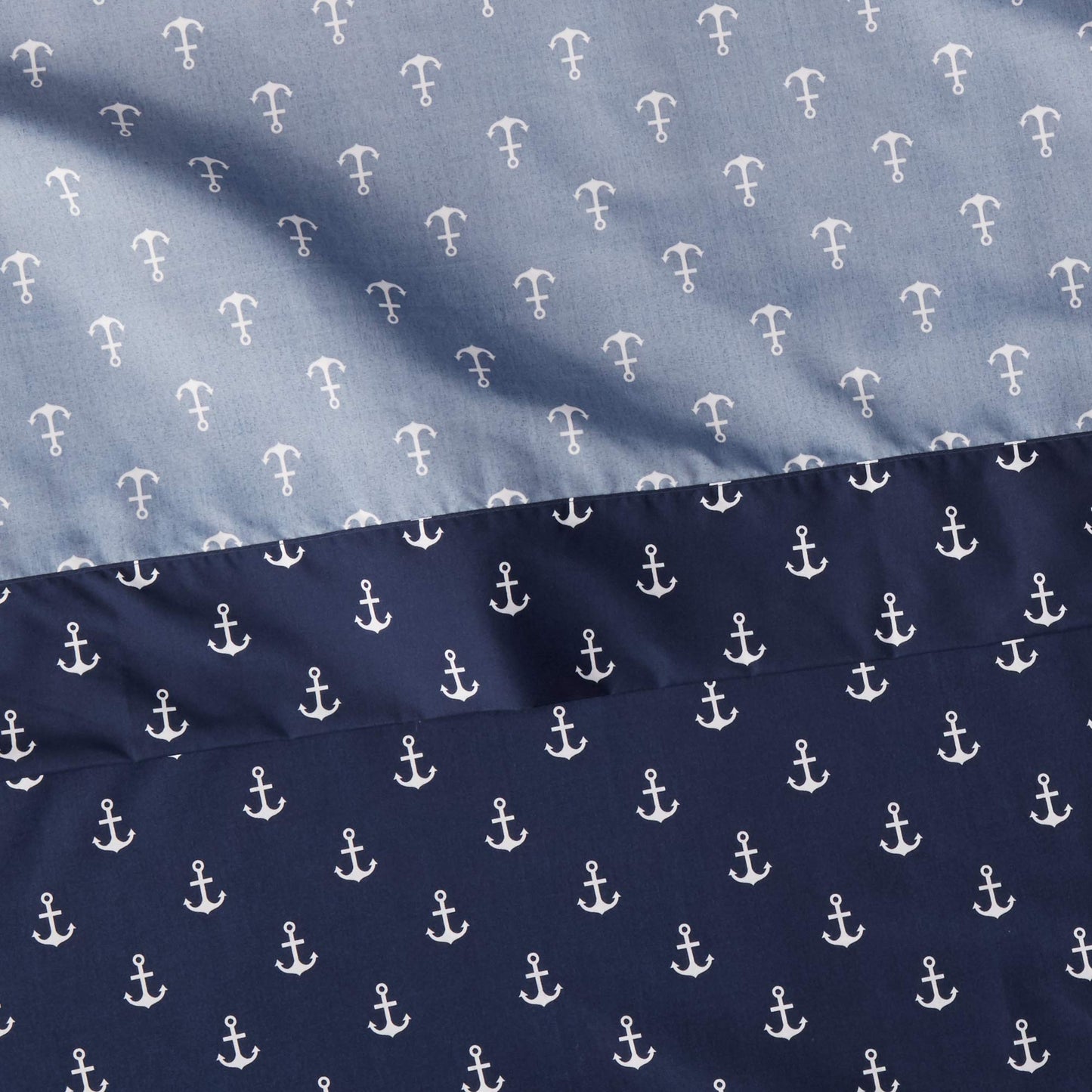 Amazon Basics Kid'S Soft Easy-Wash Lightweight Microfiber 3-Piece Sheet Set, Toddler, Navy, White Anchors