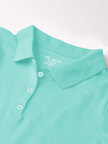 The Children'S Place Girls Uniform Pique Polo Shirt, Seafrost, 7 8 Us