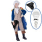 Spooktacular Creations George Washington Costume For Kids, Colonial Boys Costume Set With Wig And Hat For Halloween Dress Up Par