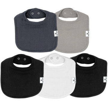 Diapersquad'S 5-Pack Baby Bibs For Drooling And Teething, Bibs For Boys, Baby Girl - Solid Cotton Baby Drool Bibs (Basics Tradit